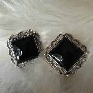 Genuine Black Onyx Navajo Made Statement Post Earrings
